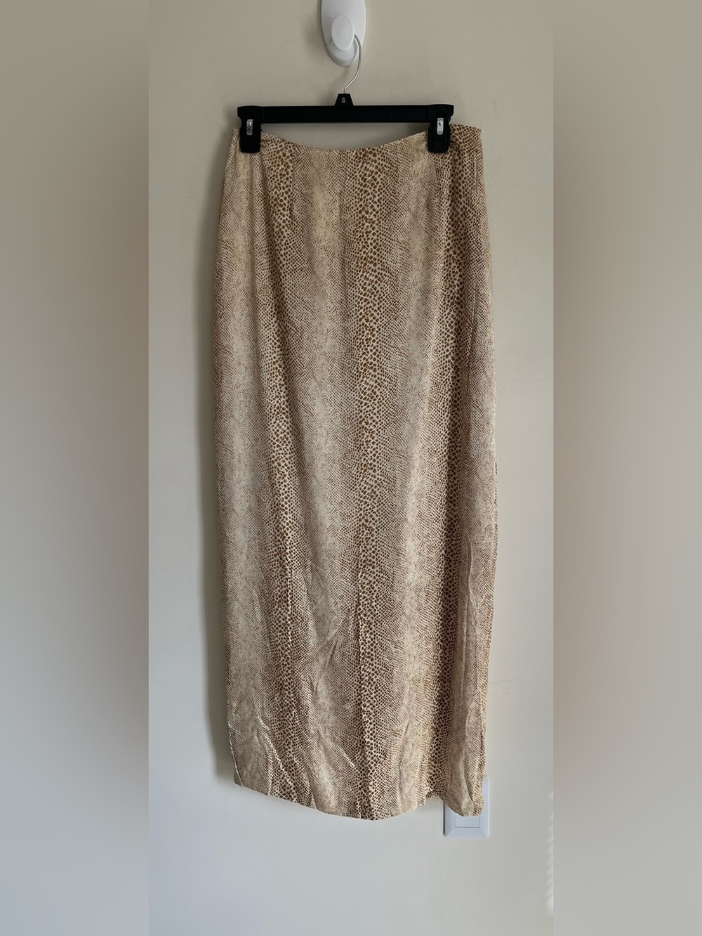 VTG Cache Y2K 100% Silk Snake Skin Print Lined Maxi High Slit Skirt Sz 10 EUC
